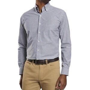 Peter Millar Crown Finish Anderson Micro Shirt Men XL Plaid Stretch Button Down